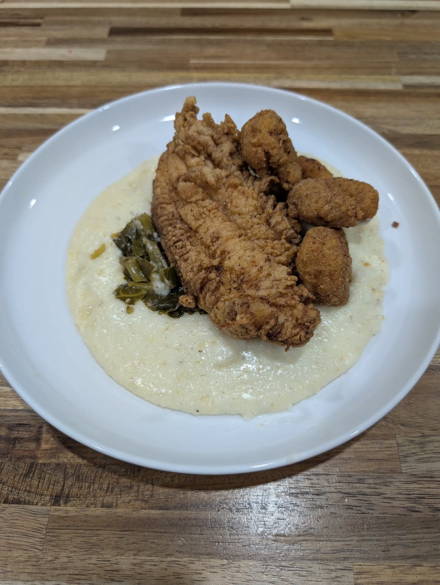 Fried Fish & Shrimp over Grits